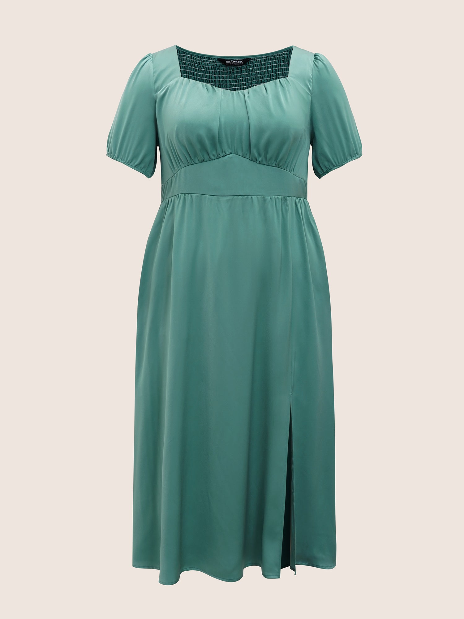 Heart Neckline Shirred Gathered Maxi Dress