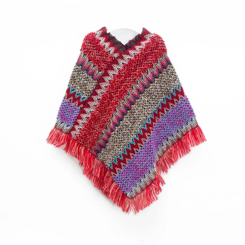 Unisex Streetwear Stripe Acrylic Tassel Shawl