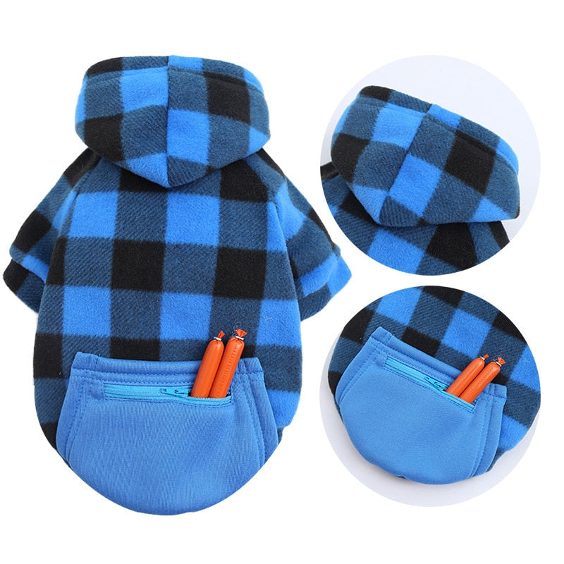 Winter Warm Plaid Dog Cat Hoodie