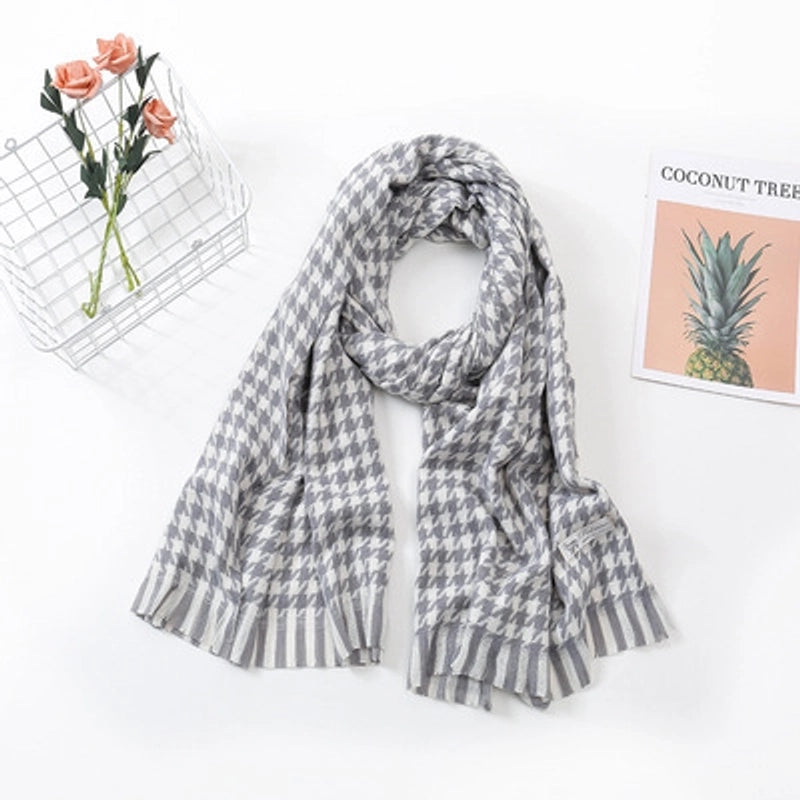 Women'S Fashion Plaid Imitation Cashmere Tassel Scarf