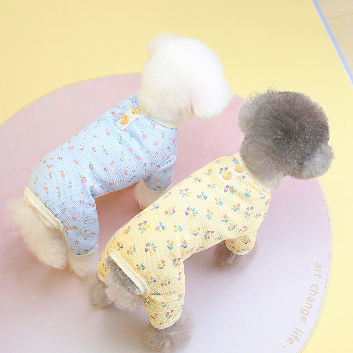 Waffle Floral Soft Dog Jumpsuits&Vest