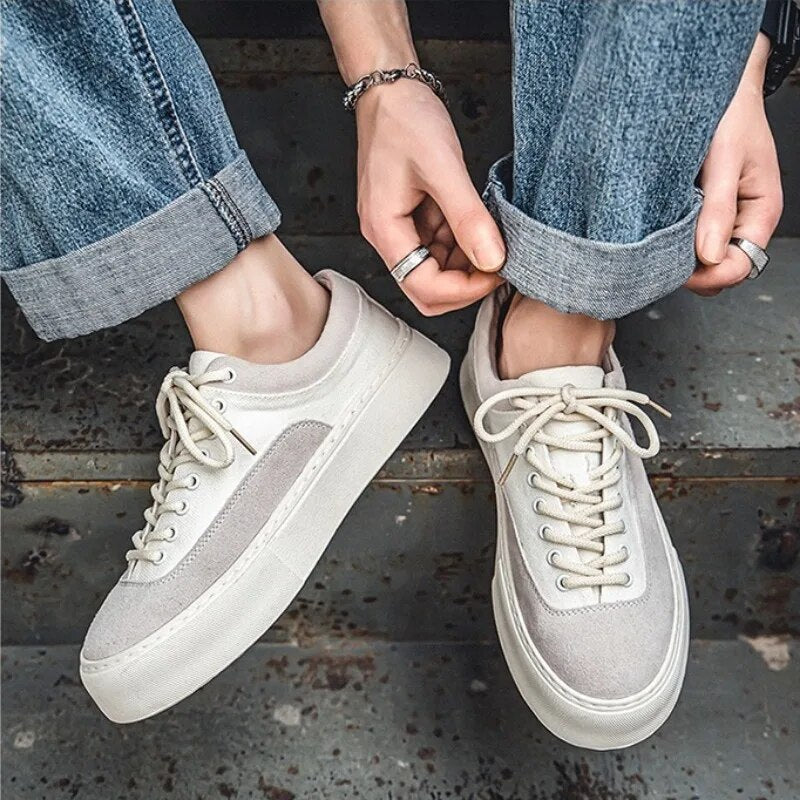Advbridge Japanese Style Men Canvas Sneakers Harajuku Low-top Platform Vintage Fashion Casual Shoes Mixed Color Student New Male Footwear