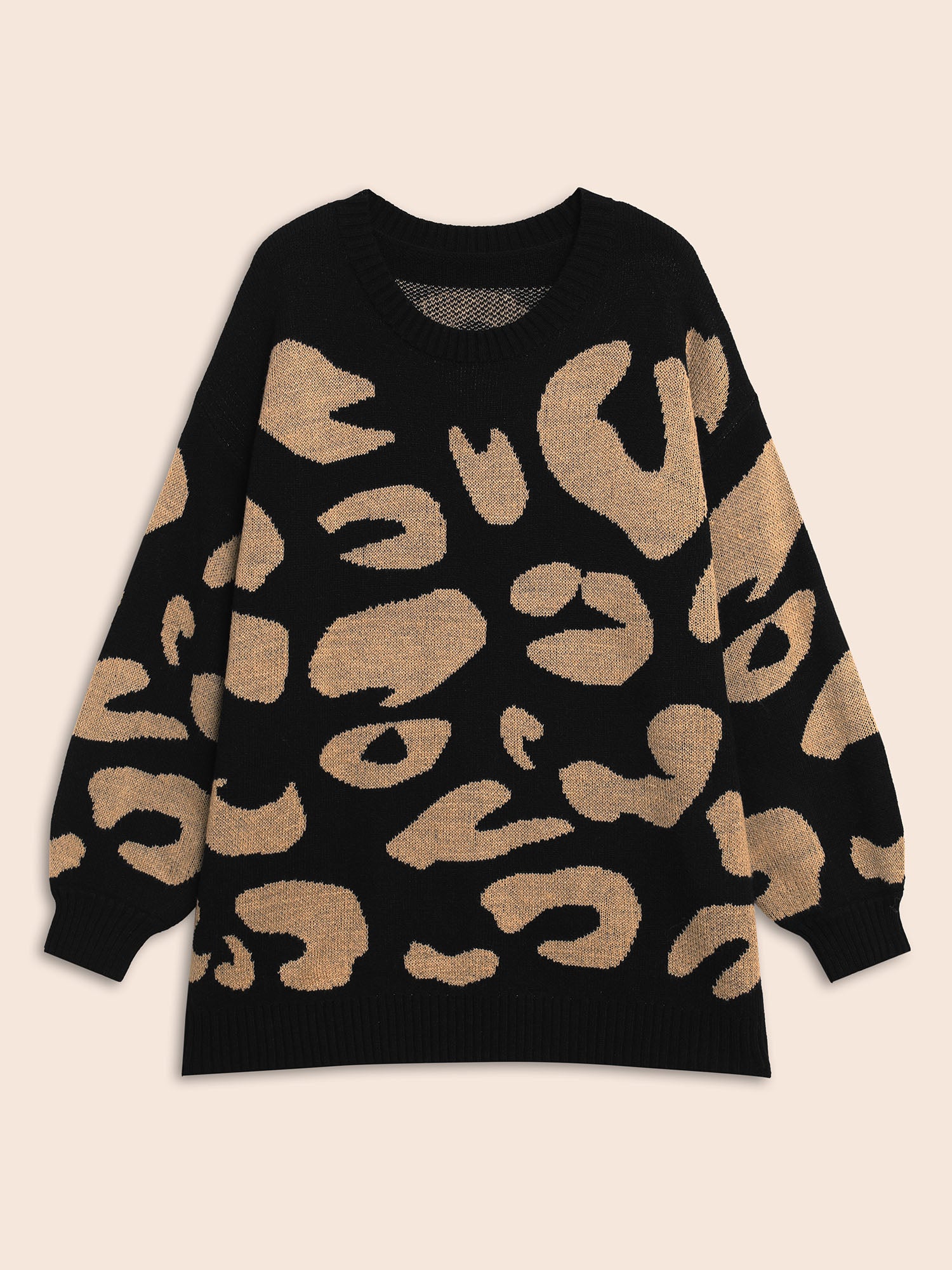 Leopard Print Drop Shoulder Sleeve Pullover