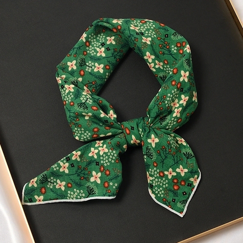 Women's Sweet Flower Cotton Silk Scarf