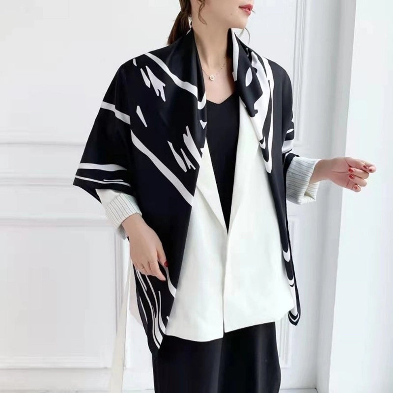 Women's Elegant Minimalist Plant Polyester Silk Scarf