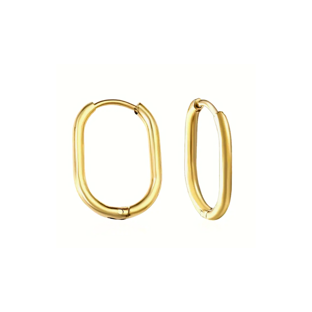 16mm Thin oval hoop - Gold