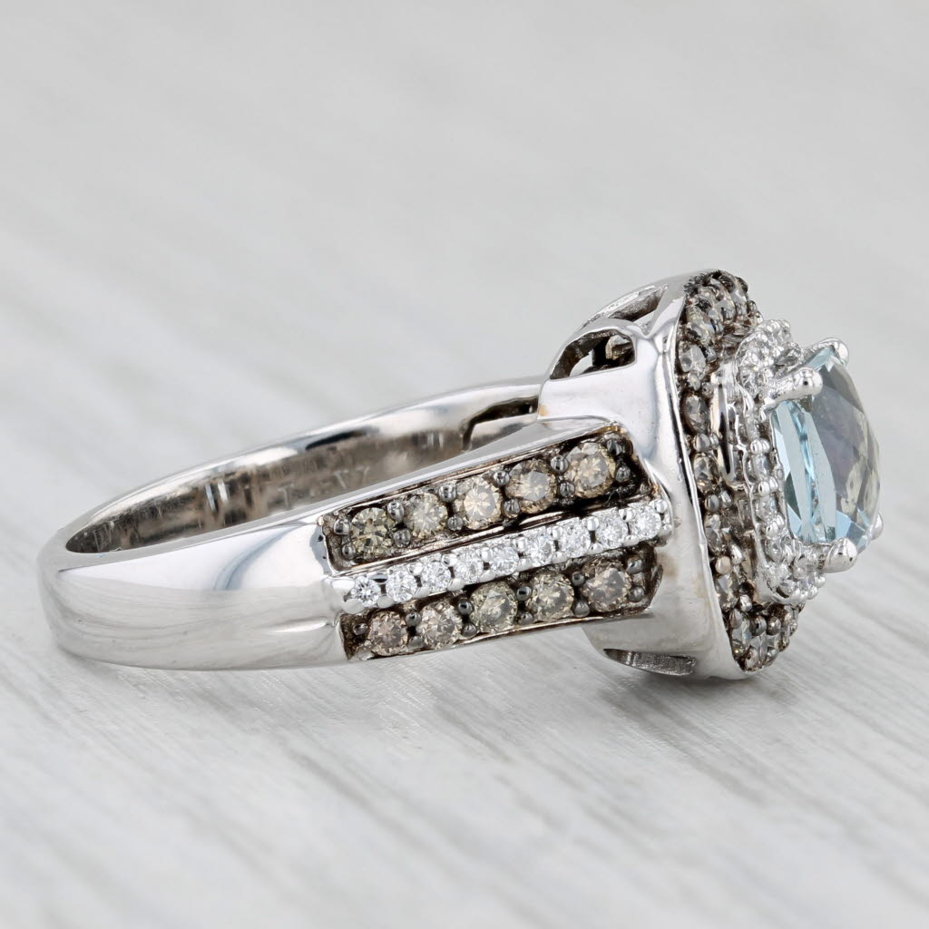 Le Vian 1.84ctw Aquamarine Diamond Halo Ring 14k White Gold Size 6.75