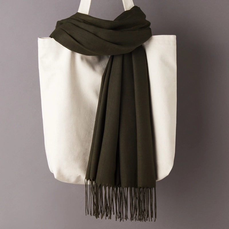 Thin Cashmere Scarf Solid Color Tassel Shawl LOGO Gift Scarf Factory Direct