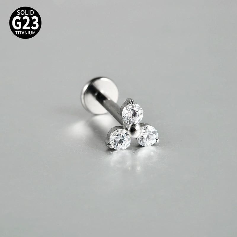 2 Pieces 3 Pieces Lip Rings Casual Elegant Vacation Triangle Flower G23 Titanium Zircon Zircon 18K Gold Plated Lip Rings Ear Cartilage Rings & Studs