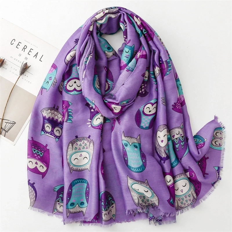 Women's Cute Owl Polyester Scarf