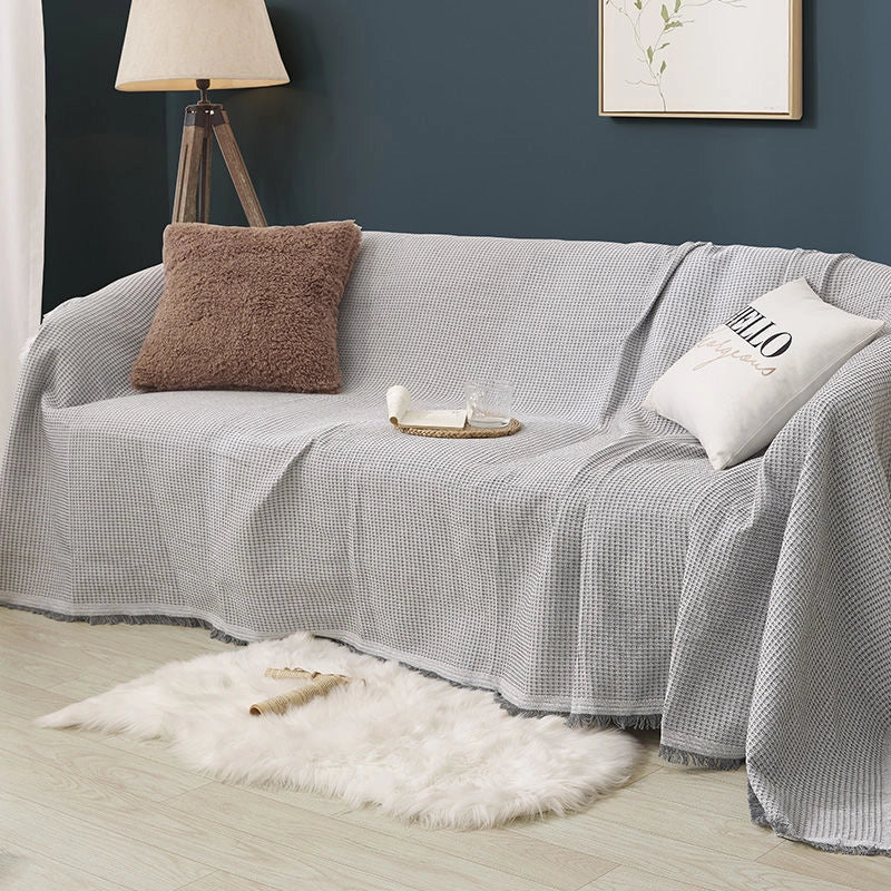 Waffle Sofa Towel Full Cover Cotton Woven Sofa Cushion Four Seasons Universal Sofa Cover Full Cover Universal Cover Towel