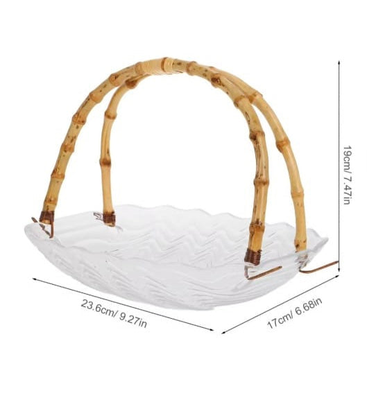 Acrylic Fruit Tray With Bamboo Handle