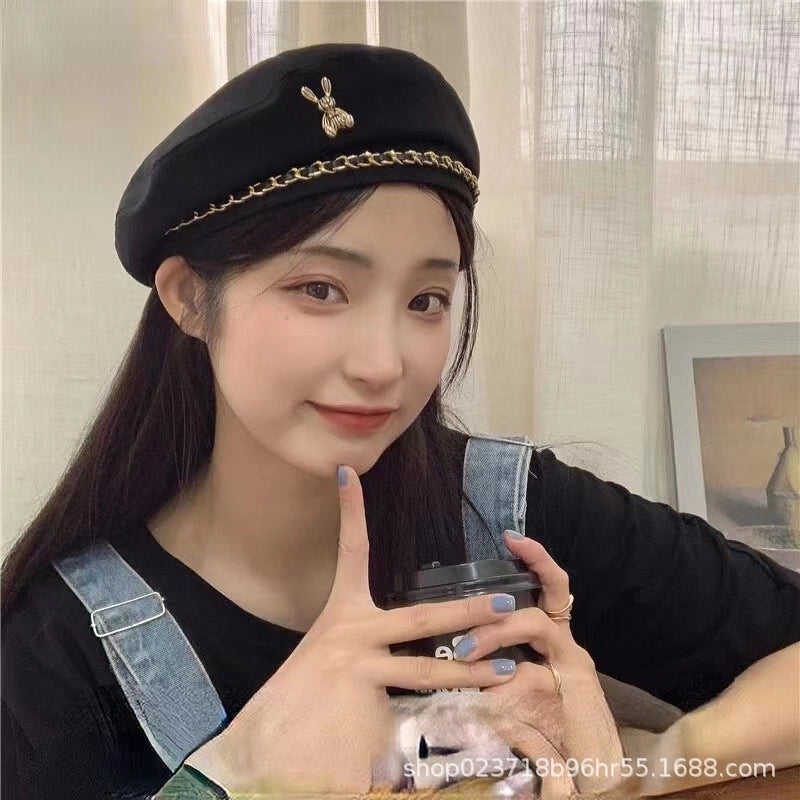 Love Beret Love 2025 Women Autumn And Winter New Woolen Hat Big Head Circumference Face Small