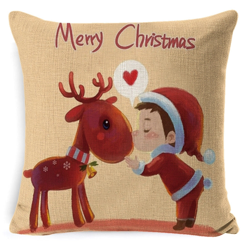 Retro Christmas Tree Santa Claus Christmas Socks Linen Pillow Cases