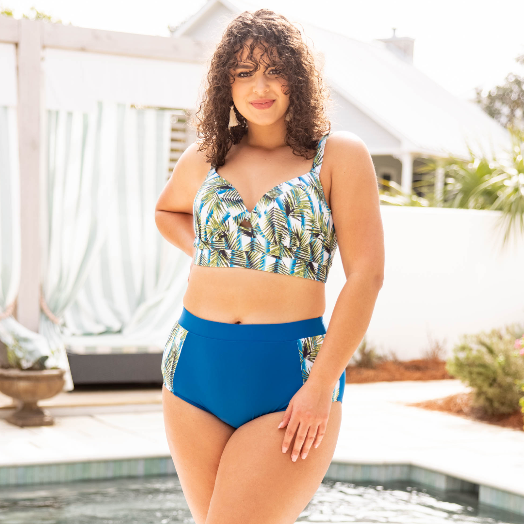 You. Me And The Sea Swim Top. Blue Floral