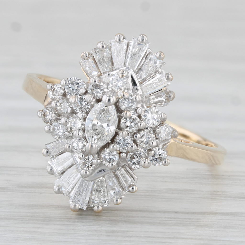 0.73ctw Diamond Cluster Engagement Ring 14k Yellow Gold Size 9