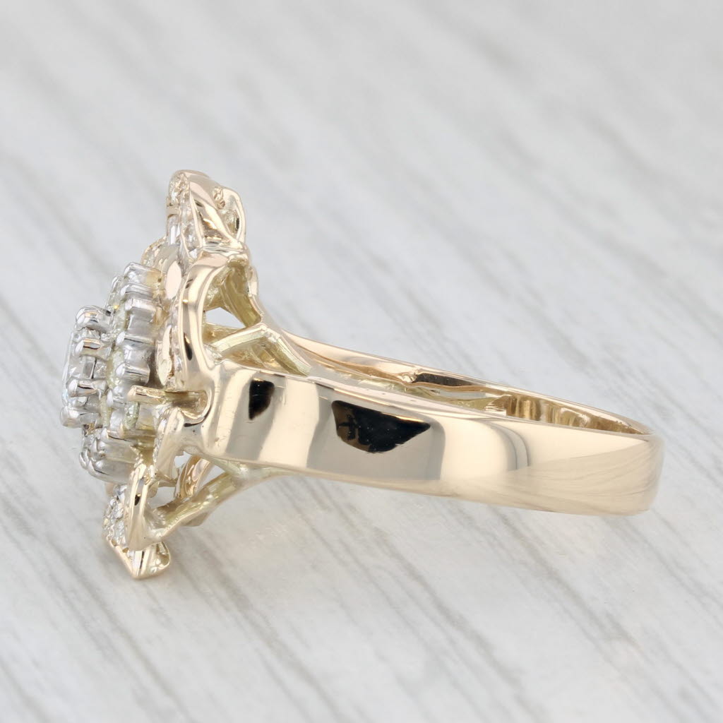 0.67ctw Diamond Cluster Flower Ring 14k Yellow Gold Size 7.75