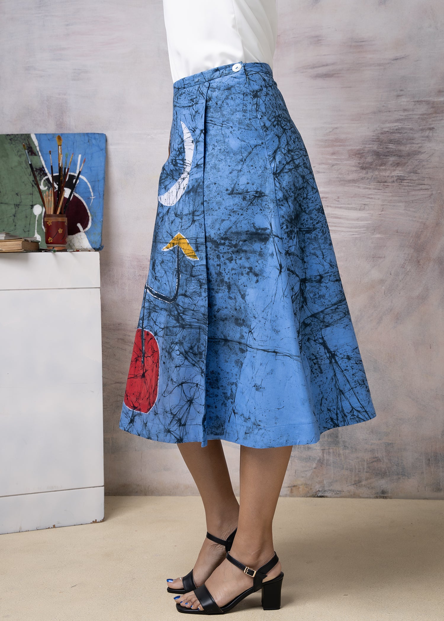 Batik Joan Miro Painting Abstract Wrap Skirt