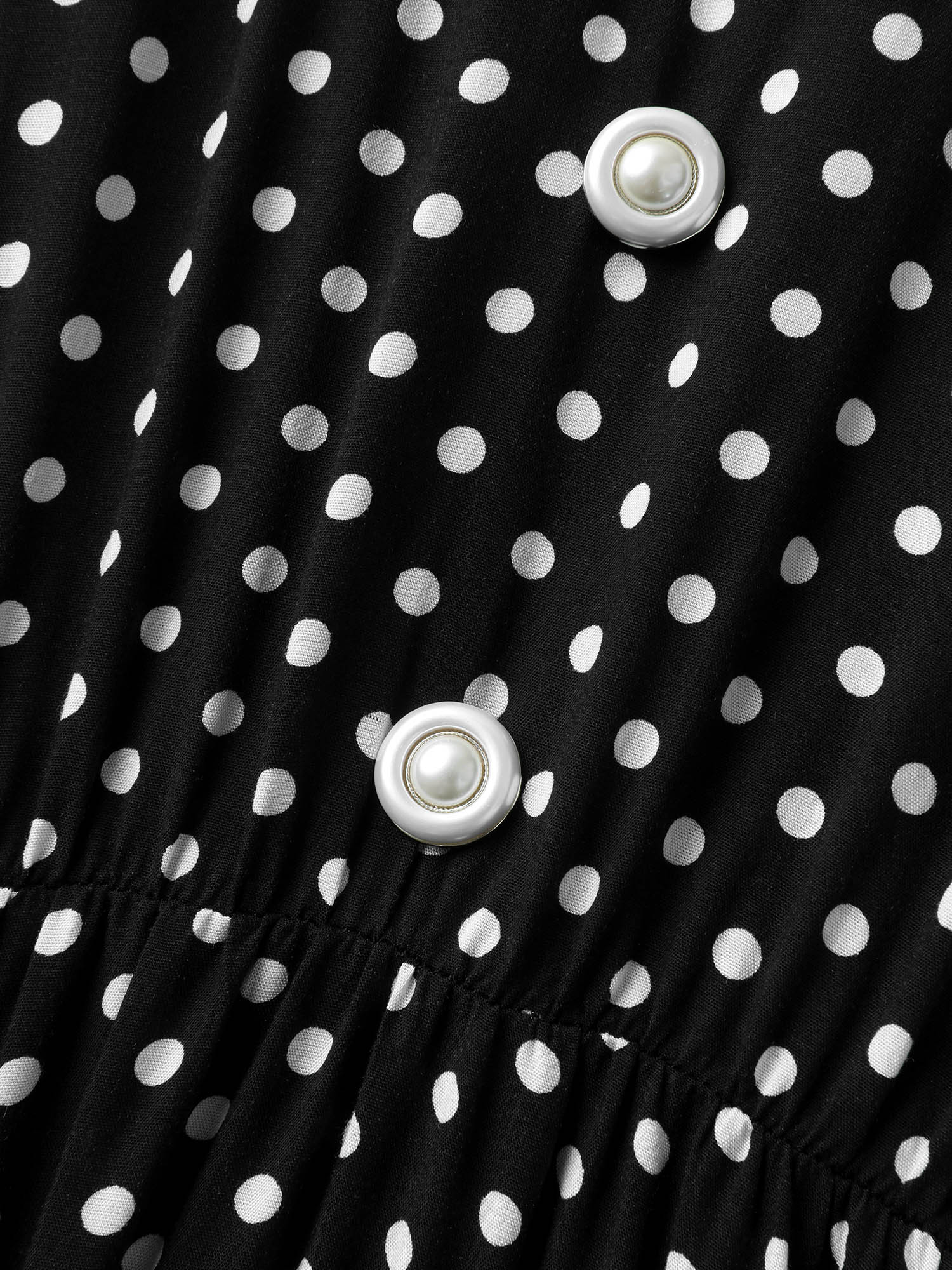 Rayon Pretty Polka Dots Lapel Collar Dress