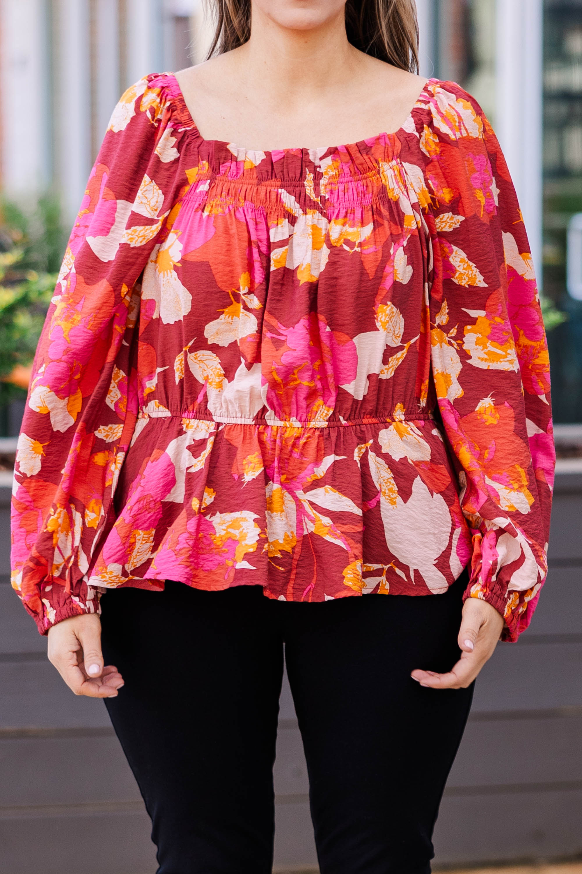 Petal Perfection Blouse. Brick