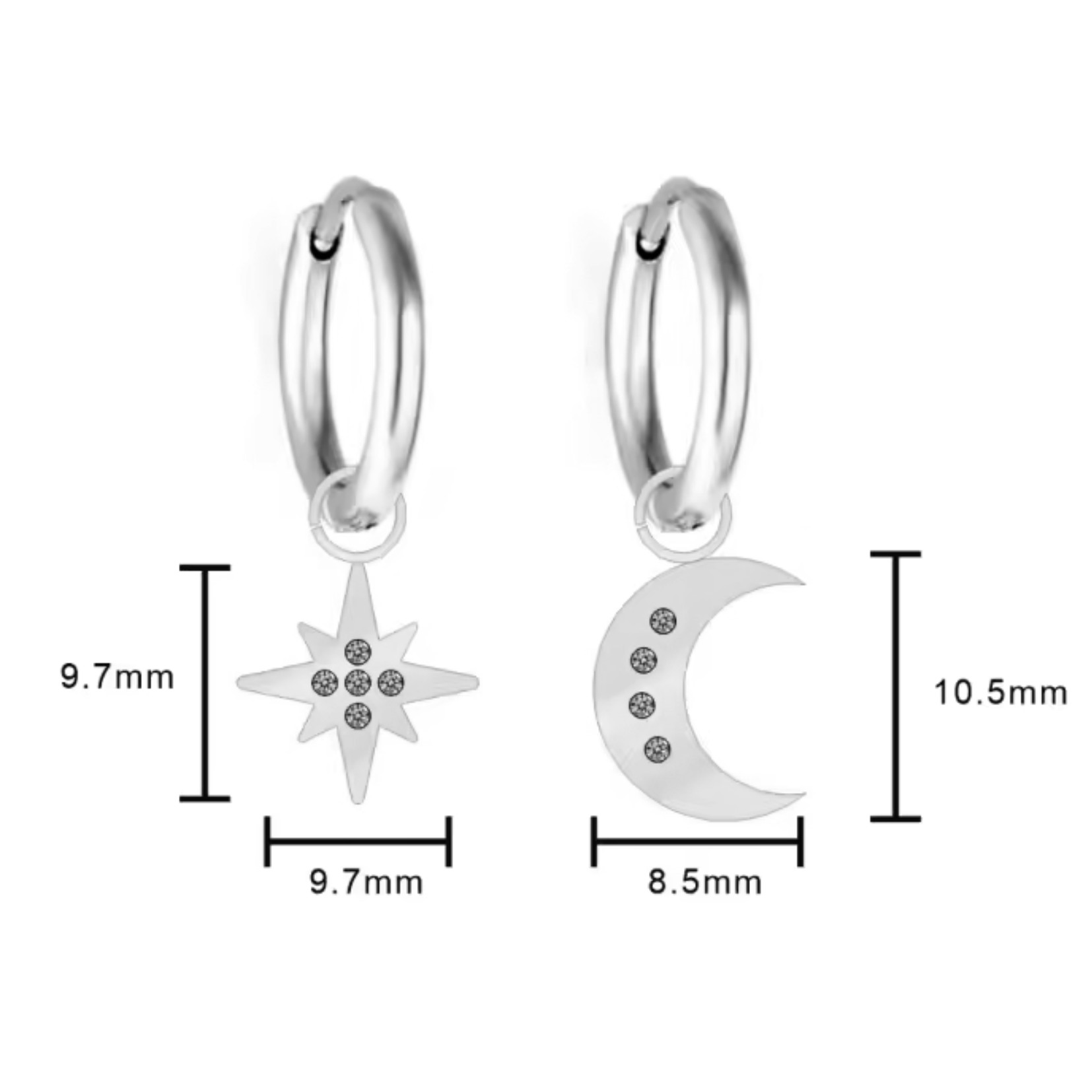 Moon and sun hoops - Silver