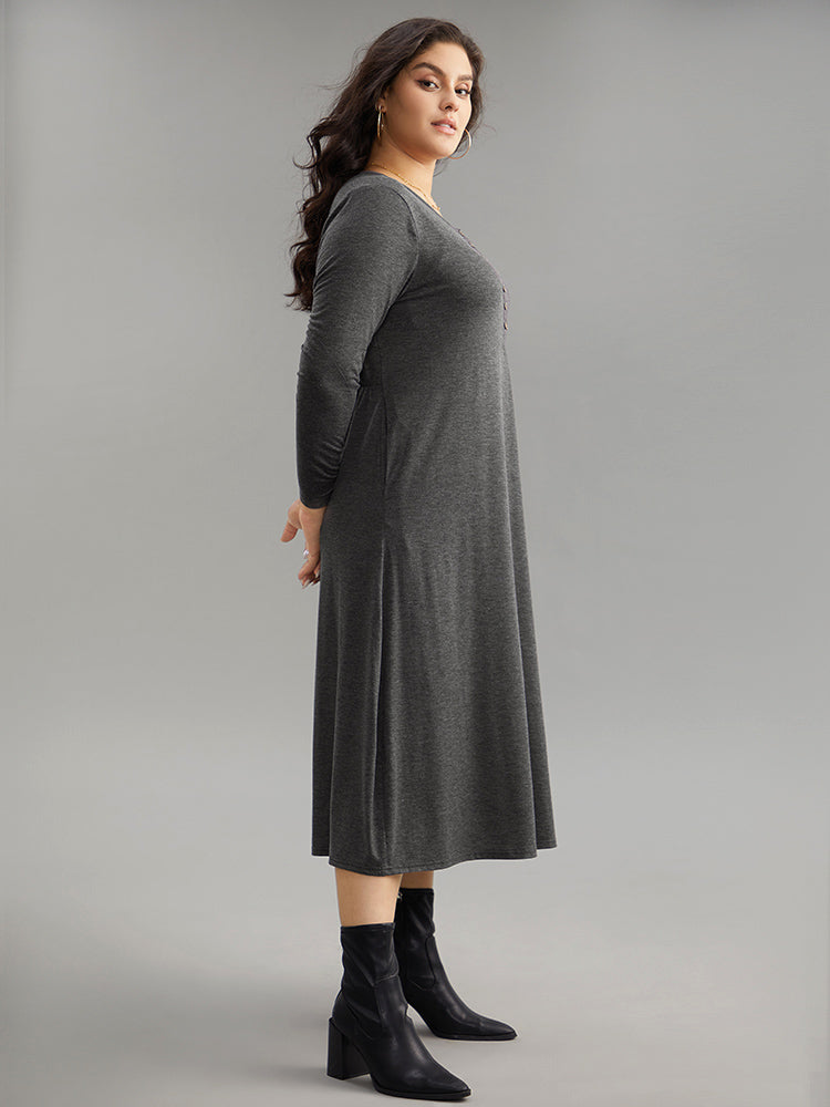 Solid Button Up Pocket Dress