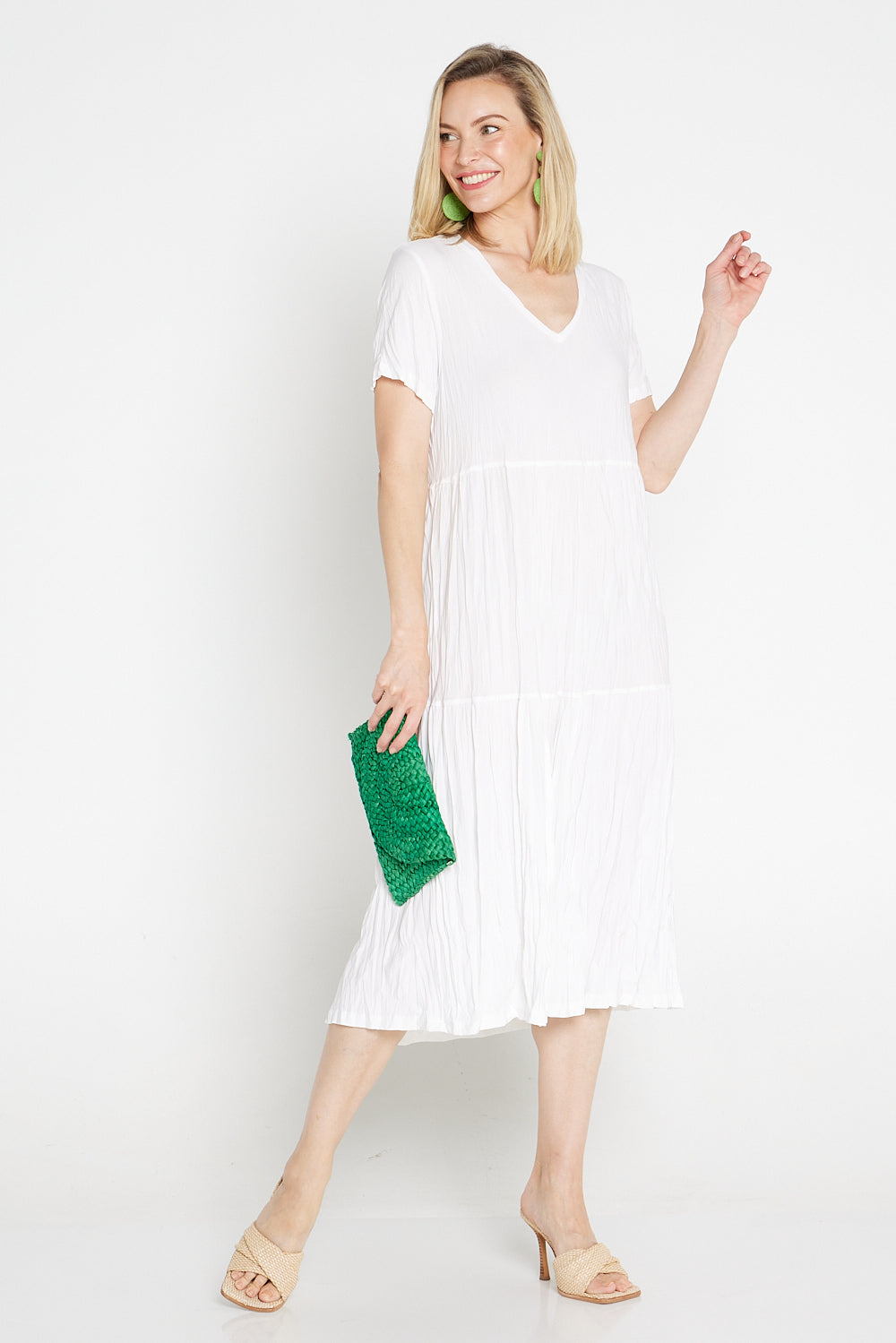 Stella Tiered Dress - White