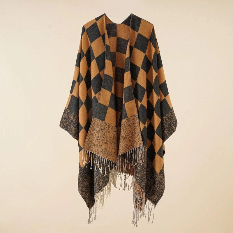Women's Casual Lattice Polyester Tassel Shawl