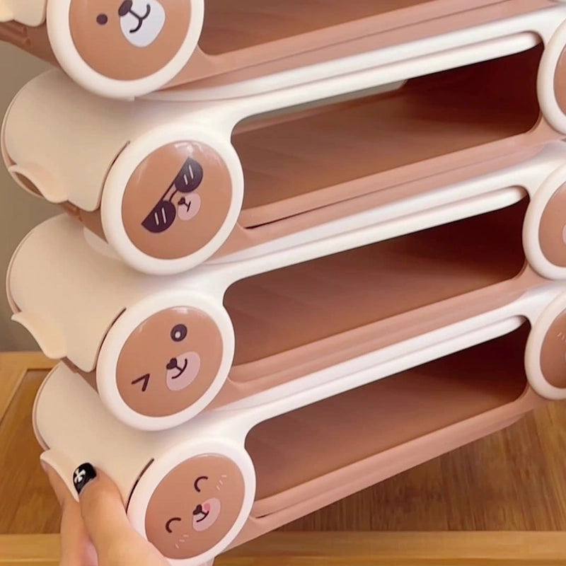 Cute Bear Solid Color Plastic Storage Rack