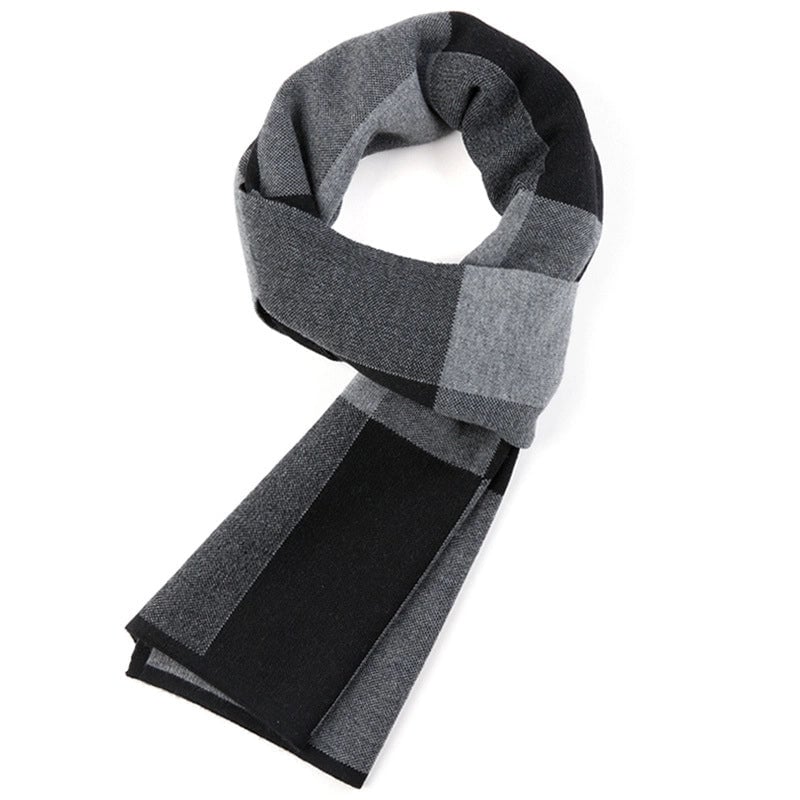 Autumn And Winter Scarf Long Fashion Warm Padded Plaid Men's Scarf Knitted Scarf Factory Outlet