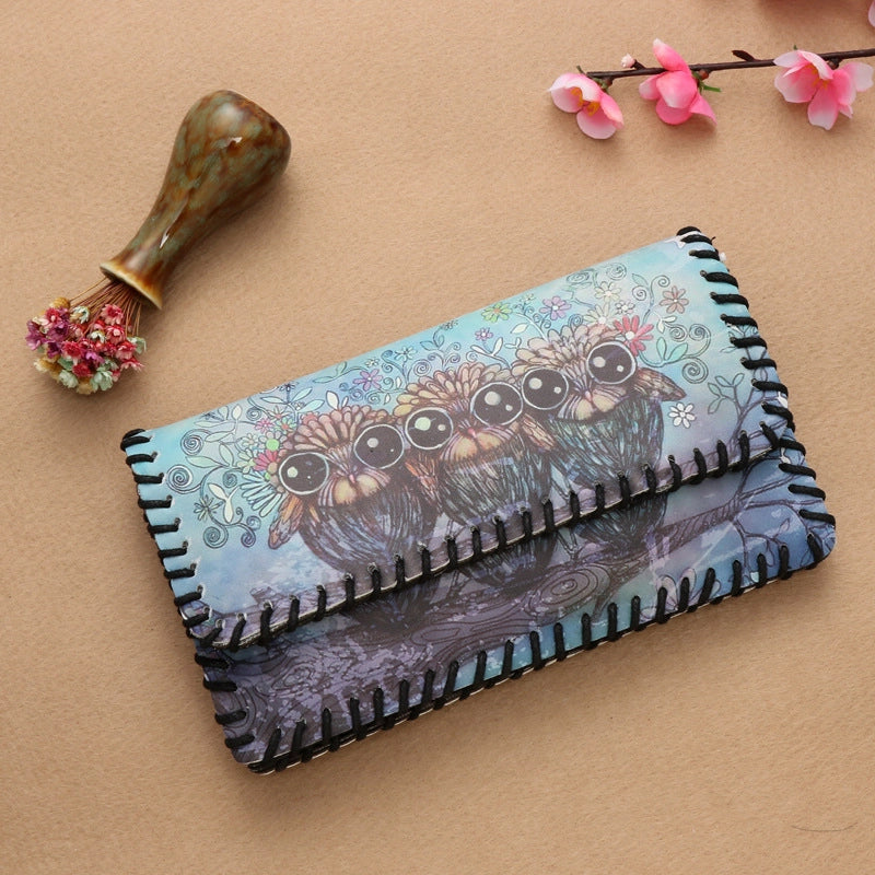 Women's Pu Leather Printing Animal Vintage Style Square Magnetic Buckle Phone Wallets