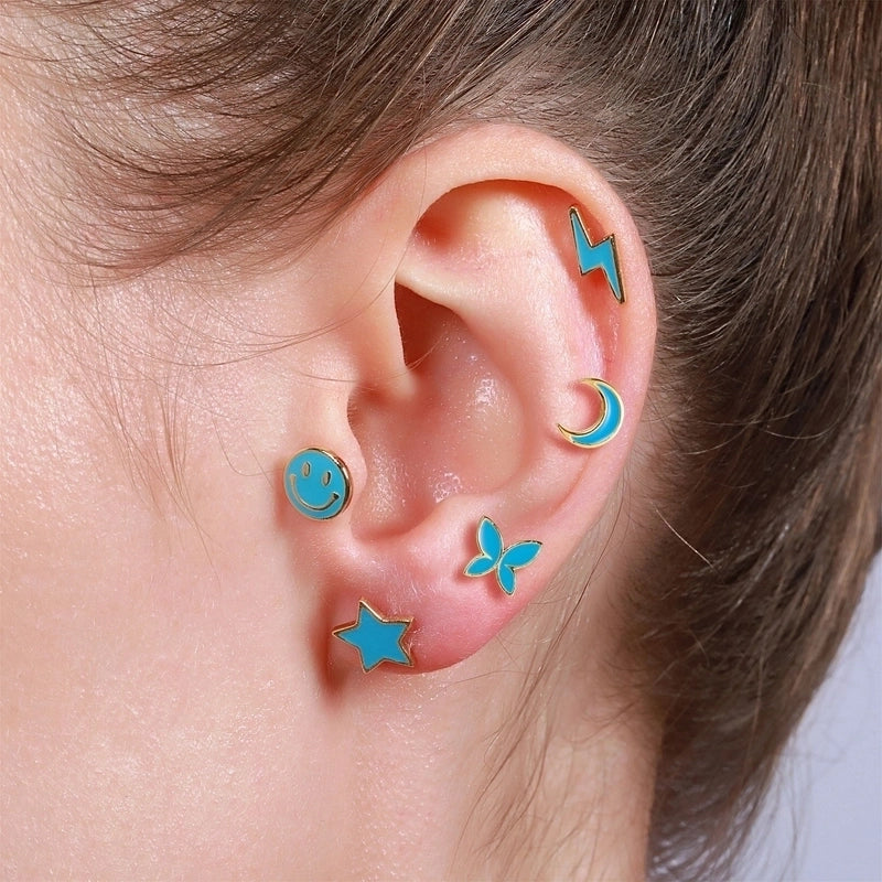 Ear Cartilage Rings & Studs Minimalist Star Brass No Inlaid