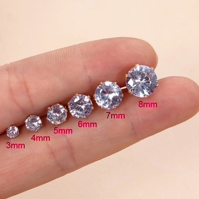 1 Piece Ear Cartilage Rings & Studs Minimalist Classic Style Geometric Round 316L Stainless Steel  Plating Inlay Zircon