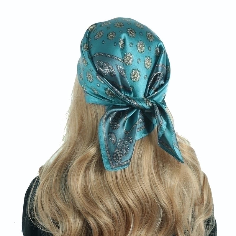 Women's Elegant Classical Lady Printing Satin Silk Scarf