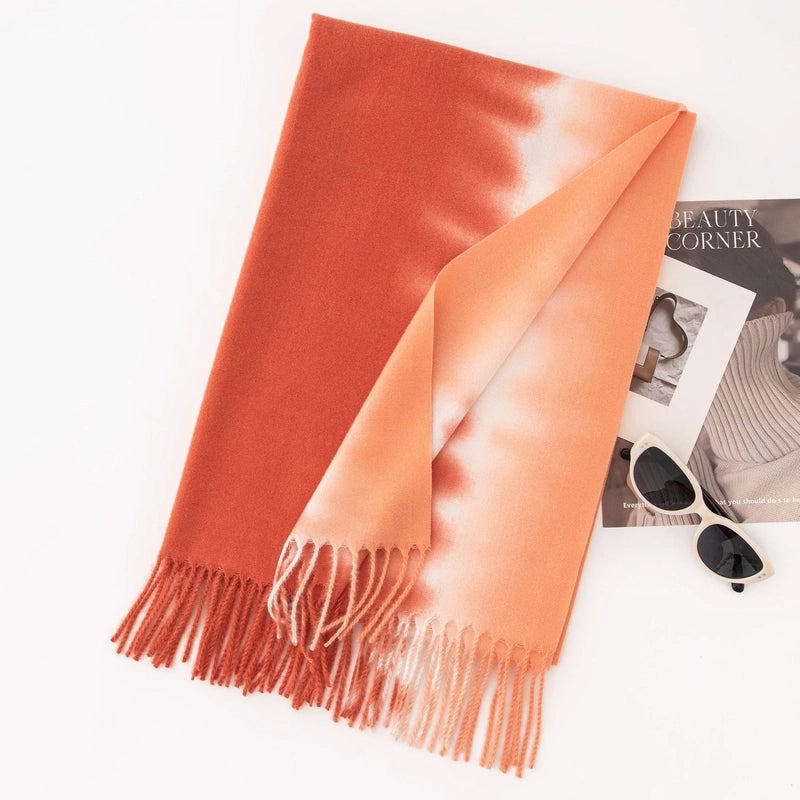 Women's Casual Multicolor Imitation Cashmere Tassel Scarf
