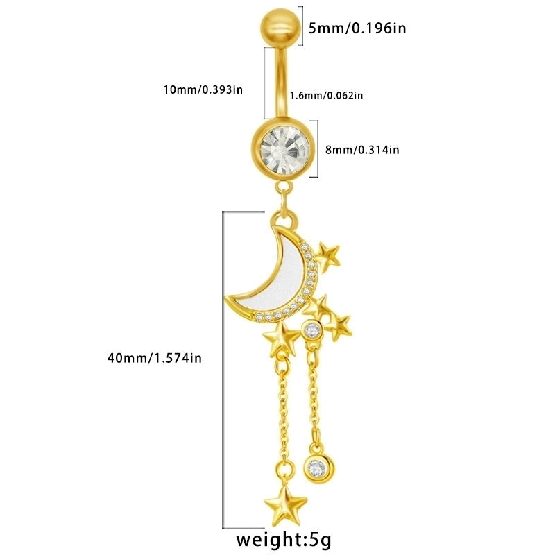1 Piece Belly Rings Sexy Classic Style Star Heart Shape Butterfly 316L Stainless Steel  Alloy Inlay Resin Rhinestones Glass Gold Plated