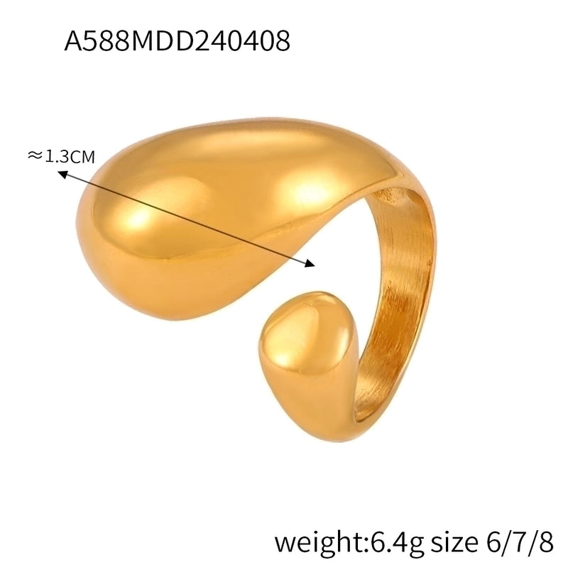 Casual Minimalist Commute Round Rectangle 304 Stainless Steel 18K Gold Plated Rhinestones Zircon Open Rings Rings In Bulk