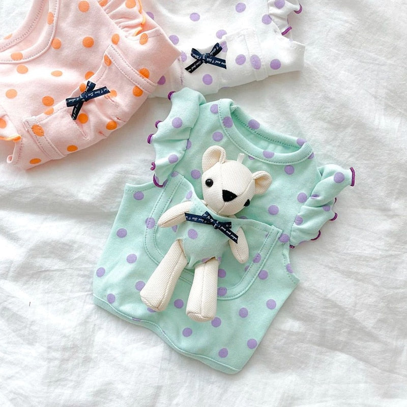 Polka Dot Dog Clothes With Bear Doll
