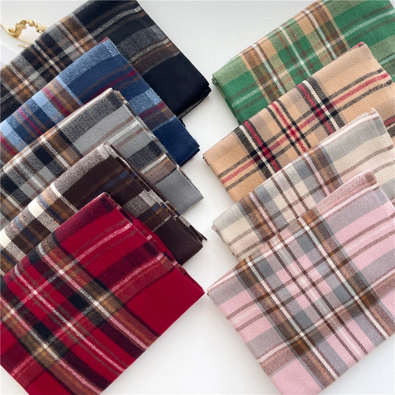 Women's Basic Minimalist Plaid Imitation Cashmere Polyester Scarf