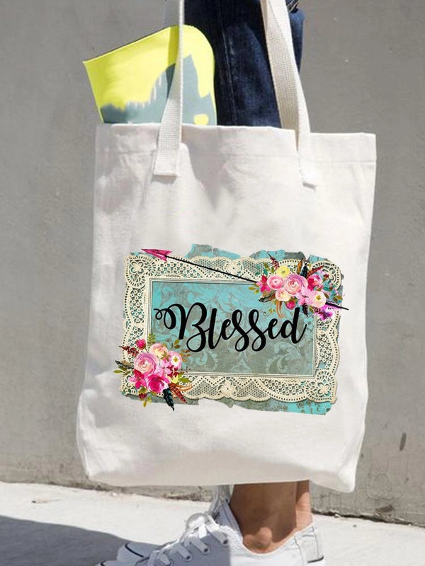 Women's Printed Shopping Bag Casual Shopping Handbag Women's Shoulder Bag Large Capacity New Artistic Fresh Women's Bag