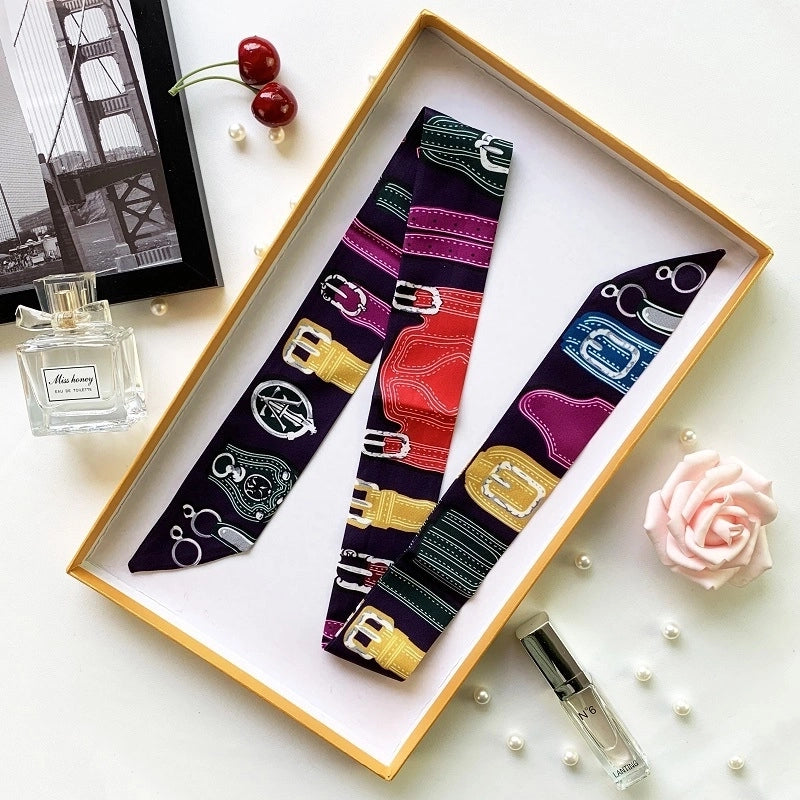 Women's Minimalist Flower Satin Printing Silk Scarf