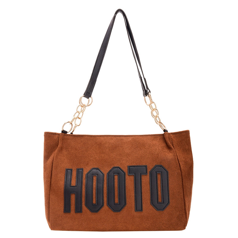 Women's Large Flannel Letter Streetwear Square Zipper Tote Bag