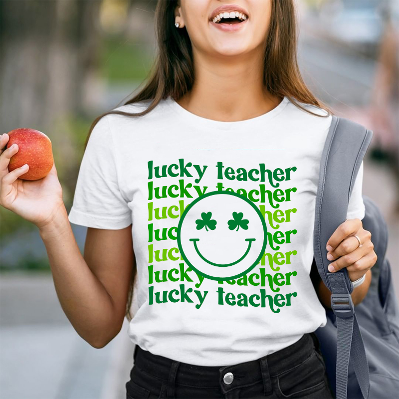 Lucky Teacher Check Teacher T-Shirt