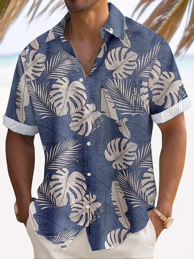 Men's Art Hawaiian Short Sleeve Pockets Shirt