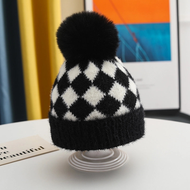 Children Unisex Basic Streetwear Plaid Wool Cap