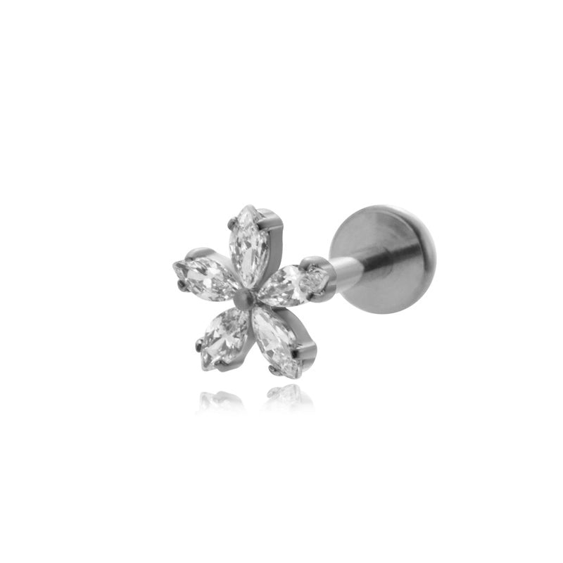 1 Piece Ear Cartilage Rings & Studs IG Style Vintage Style Geometric Flower Bow Knot Pure Titanium Plating Inlay Zircon