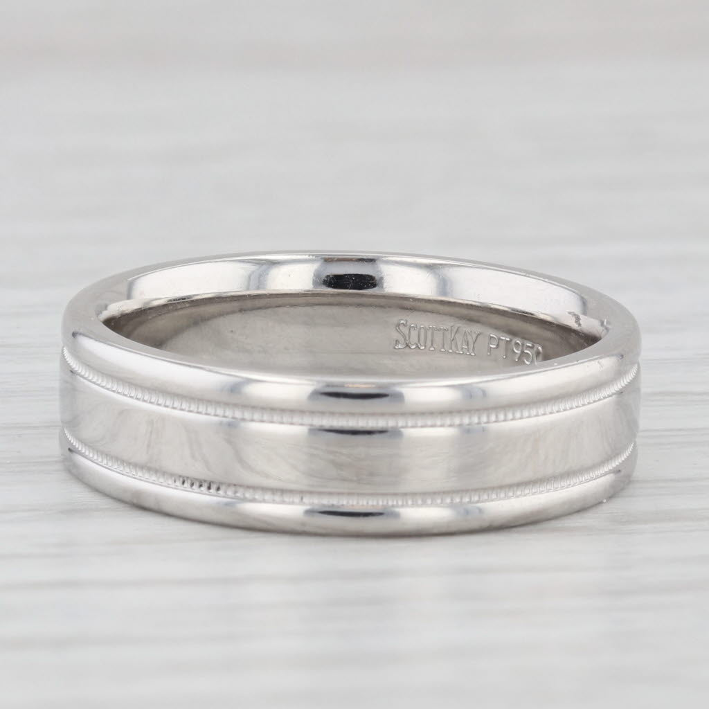 Scott Kay Men's Wedding Band 950 Platinum Ring Reeded Edge