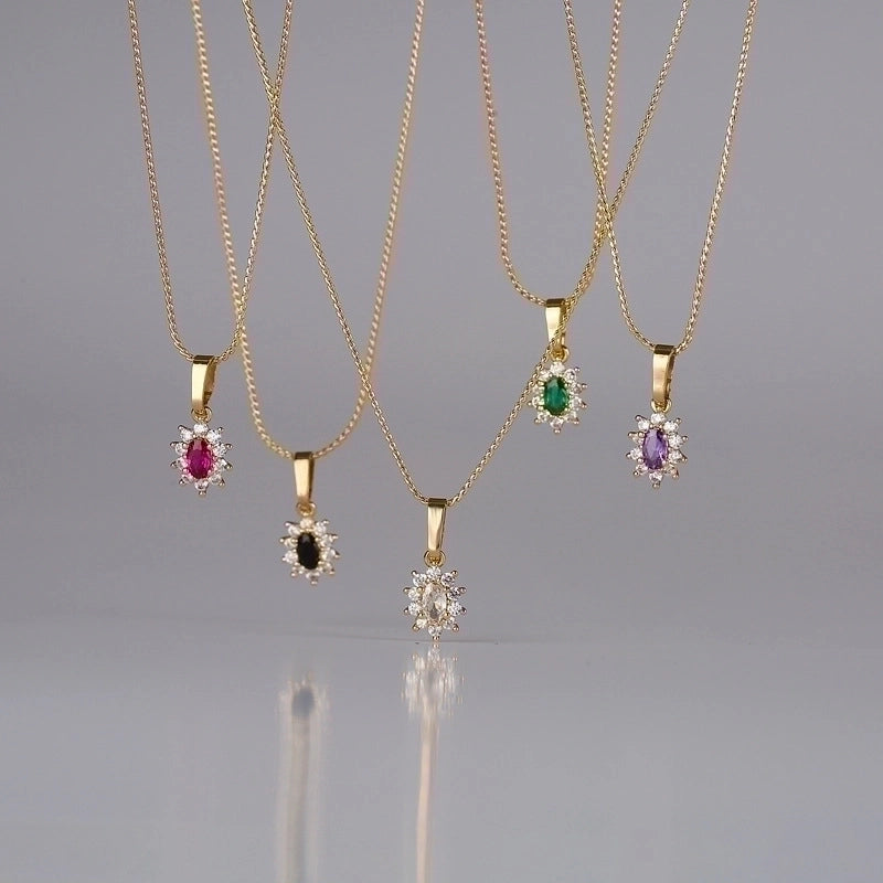 Sweet Geometric Copper Plating Zircon Women's Earrings Necklace 1 Pair