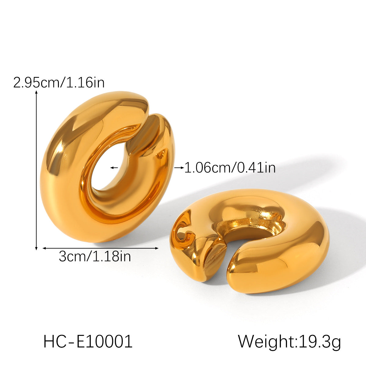 C-Shaped Scale Texture Stainless Steel Ear Bone Clip Striped Hollow Ear Clip Personality Simple Titanium Steel Earrings