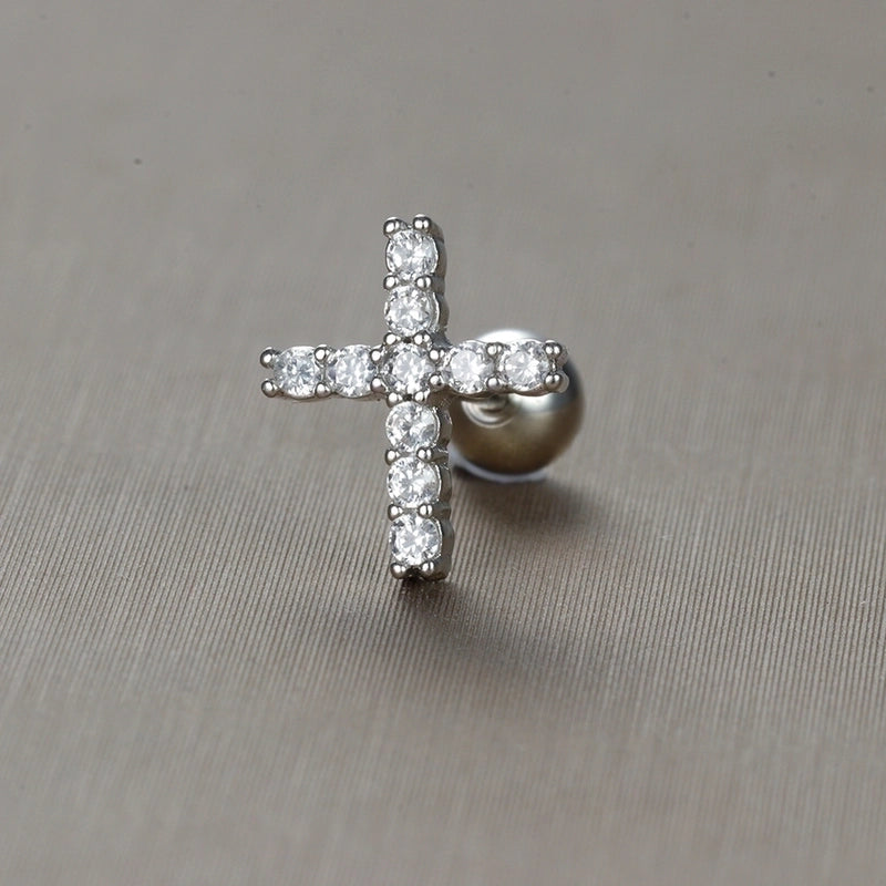 1 Piece Minimalist Star Heart Shape Crown Plating Inlay Stainless Steel Zircon Ear Studs